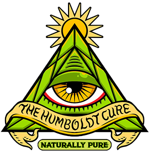 Logo of The Humboldt Cure with an all-seeing eye and sun rays.